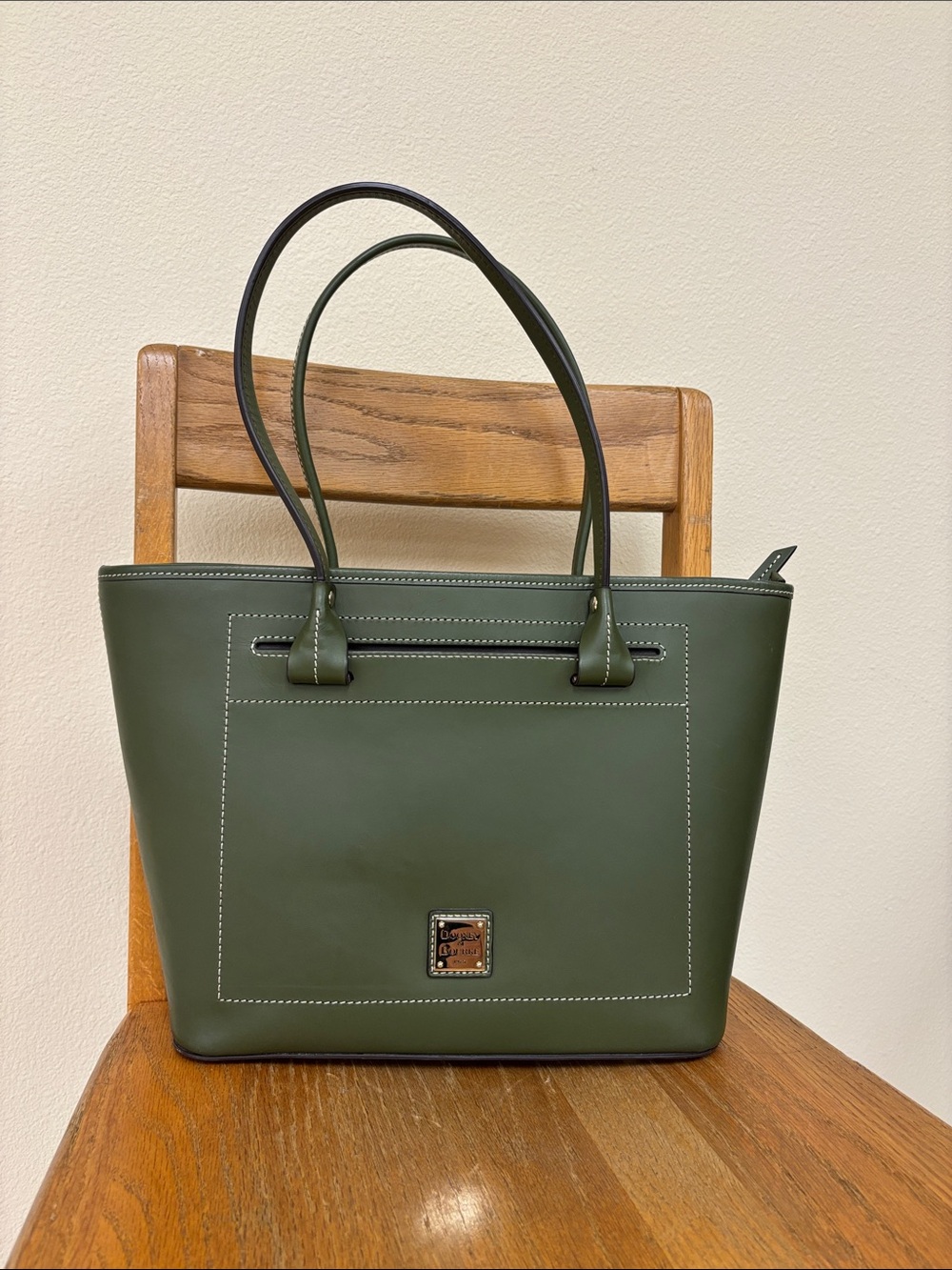 Dooney & Burke Olive Green Leather Tote Bag